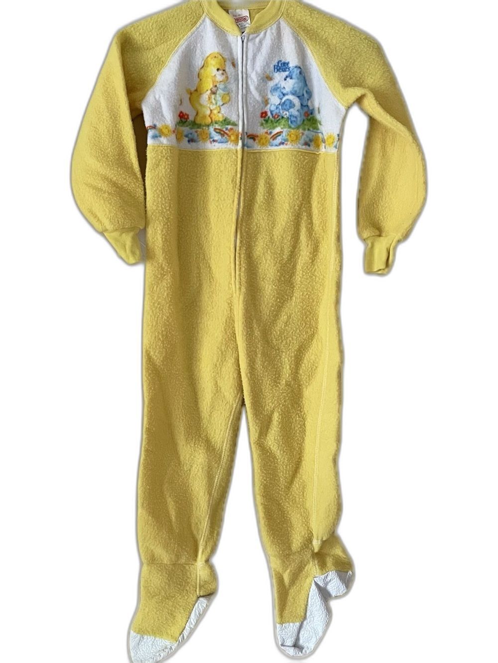 Vintage Care Bears Pajamas Sz 6x-7  Sleeper Obion Yellow Made In USA